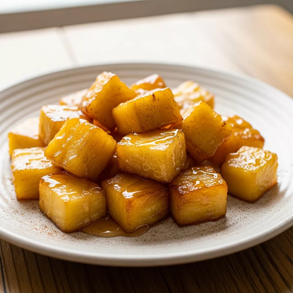 Close-up of delicious air fryer pineapple chunks