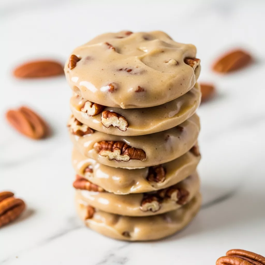 Close-up of delicious homemade vanilla pecan pralines