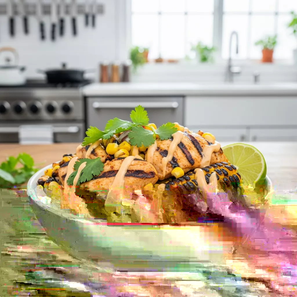 Delicious and vibrant street corn chicken rice bowl