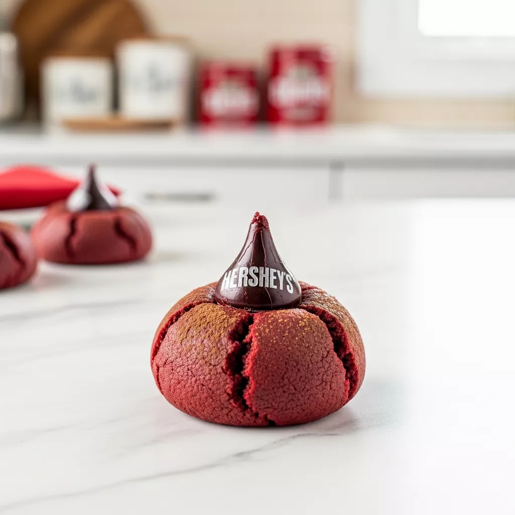 Close-up of a delicious red velvet blossoms cookies