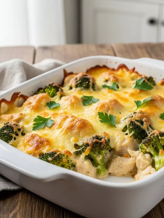 Comforting Keto Chicken Alfredo Broccoli Bake Recipe (Web Story)