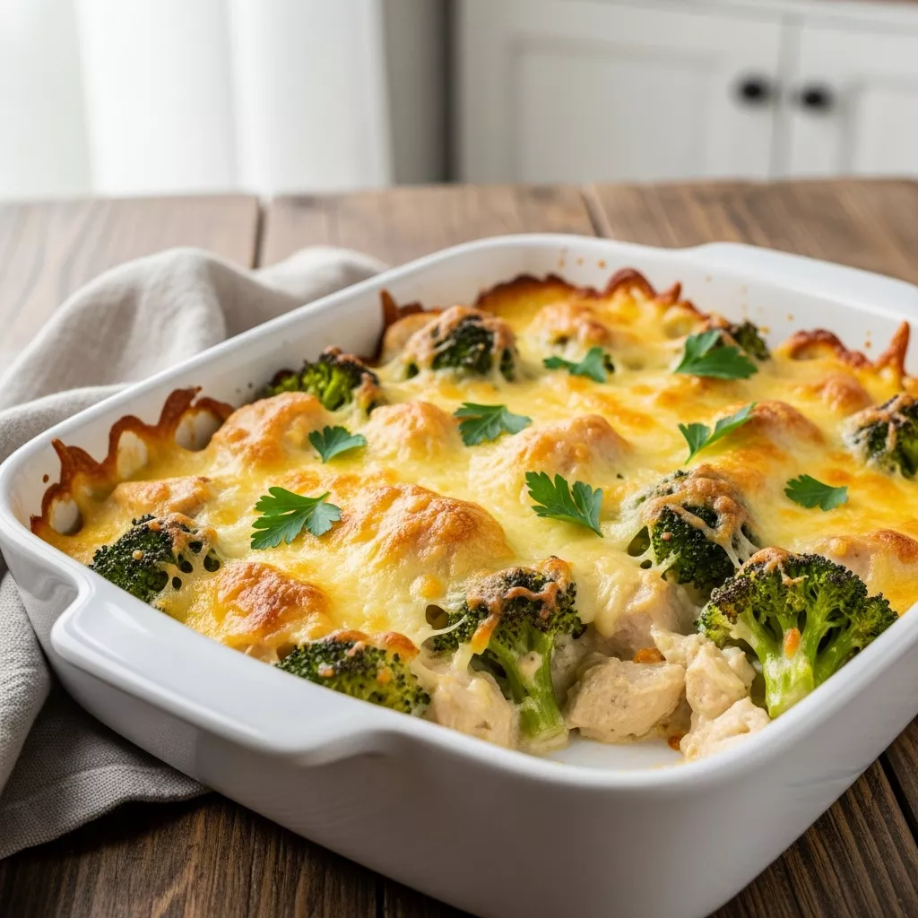 Delicious Keto Chicken Alfredo Broccoli Bake