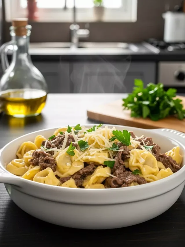 Comforting Creamy Cheesesteak Tortellini Recipe With Provolone (Web Story)