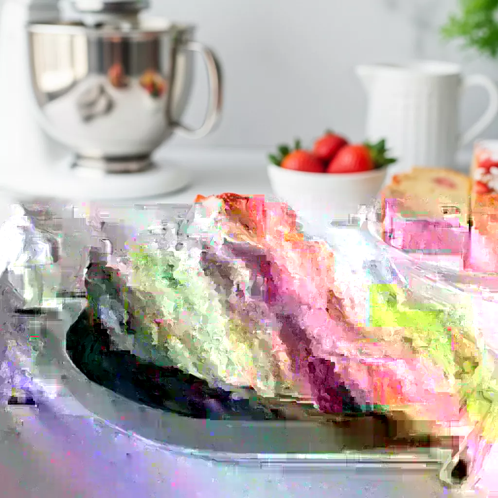 Close-up of delicious homemade strawberry pound cake slices