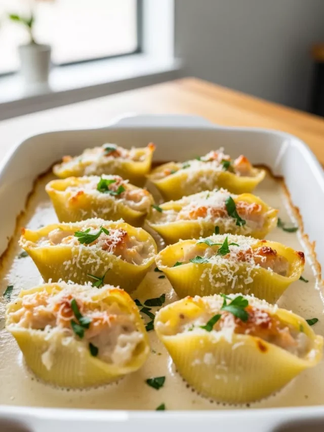 Comforting Creamy Seafood Stuffed Shells For Dinner Tonight (Web Story)