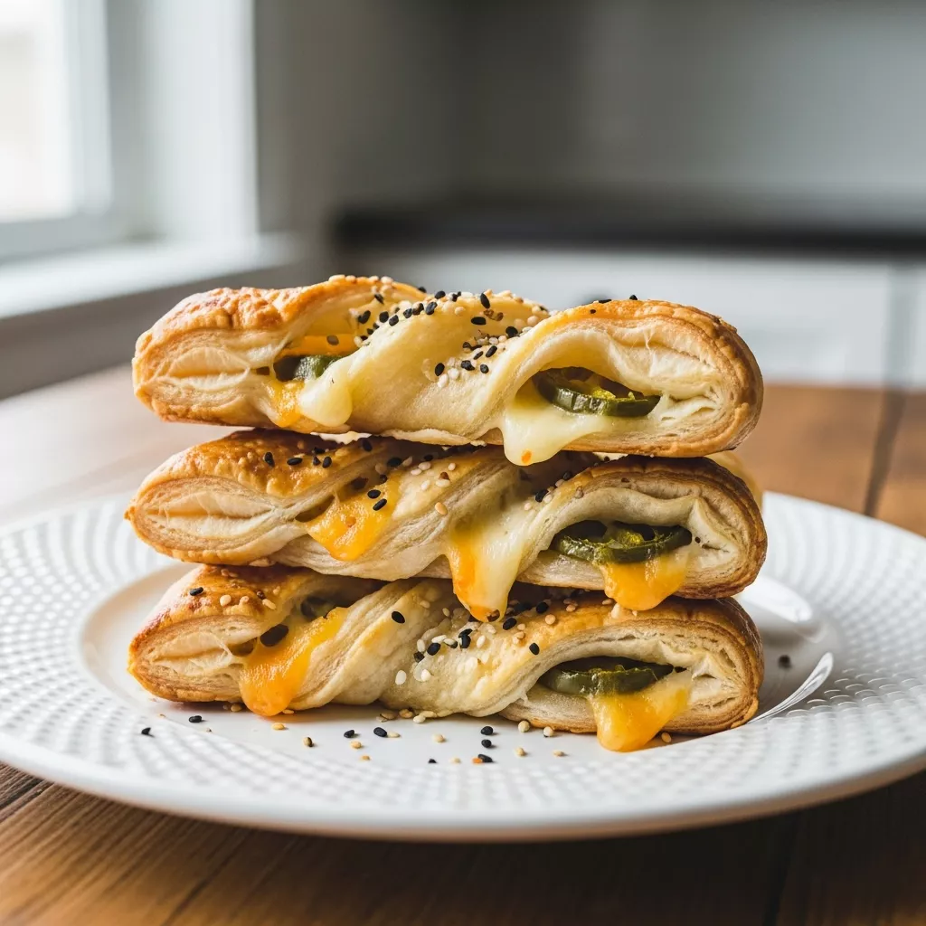 Close-up of delicious and flaky jalapeño popper twists