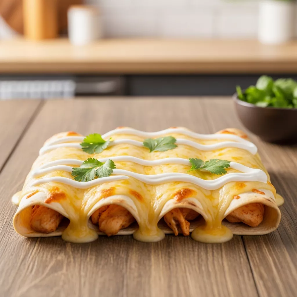 Delicious chicken enchiladas recipe with sour cream white sauce