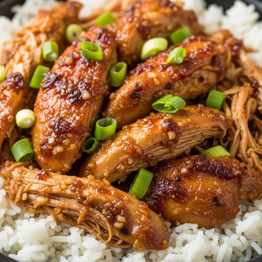 Slow Cooker Chicken: Cozy Slow Cooker Brown Sugar Garlic Chicken served over rice