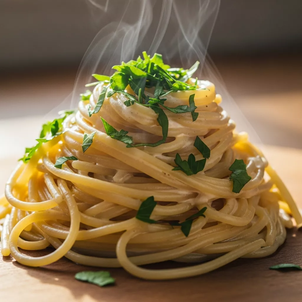 Creamy Dreamy Cream Cheese Spaghetti close-up
