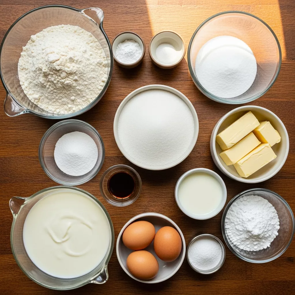 Ingredients for Classic White Wedding Cake with Vanilla Buttercream