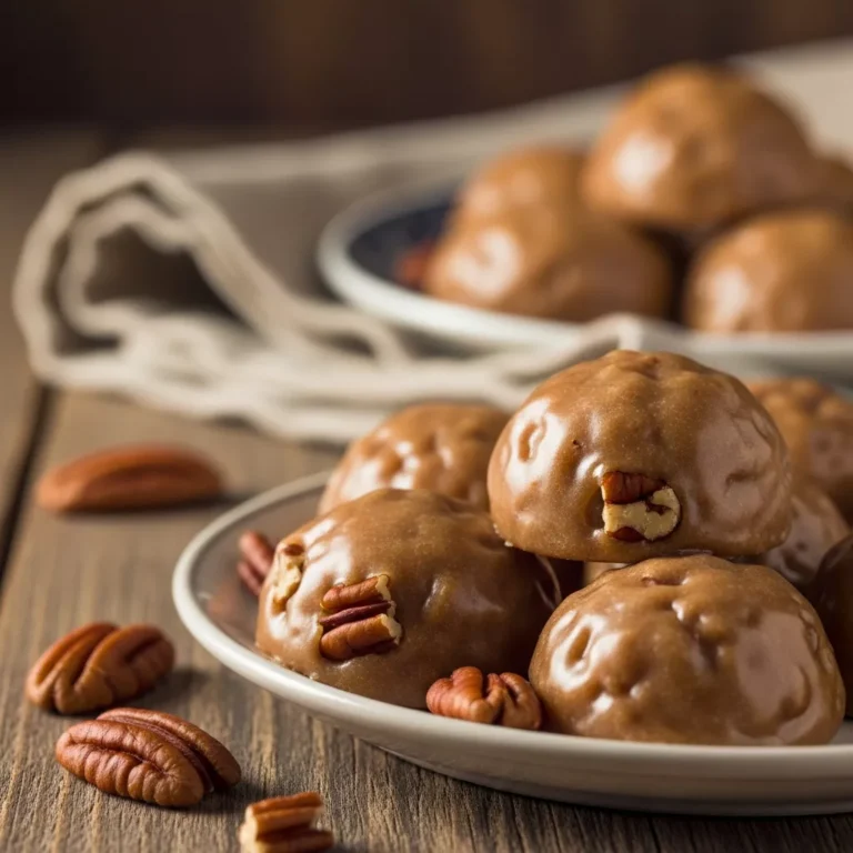 Vanilla pecan pralines on a plate