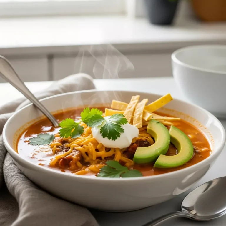 A bowl of creamy chile relleno soup