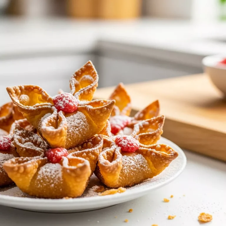 Side view of strawberry cheesecake wonton bites