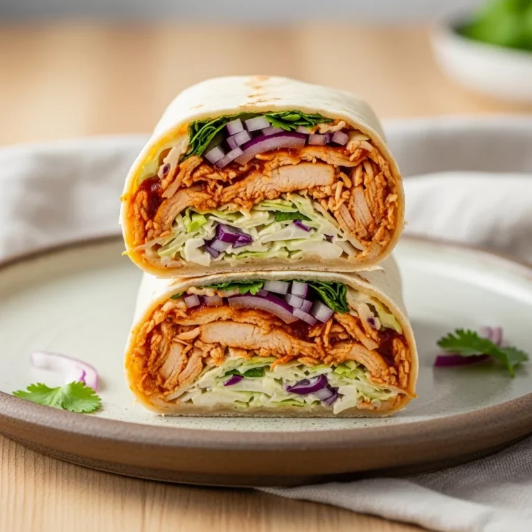 bbq chicken coleslaw wraps A side-angle macro shot of a Zesty BBQ Chicken Coleslaw Wrap, sliced in half, showing the juicy chicken, crisp coleslaw, and fresh garnishes