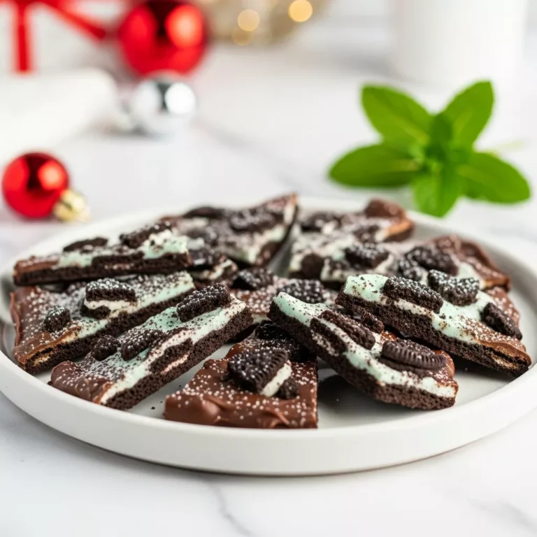 Side view of Mint Oreo Bark