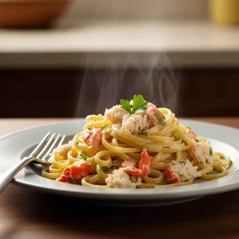 Close up of Cajun Crab Pasta on a plate