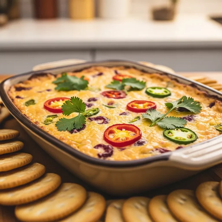 Close-up of cranberry jalapeño dip served with crackers
