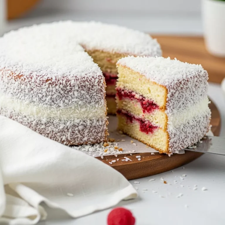 Sliced Raspberry Coconut Cake