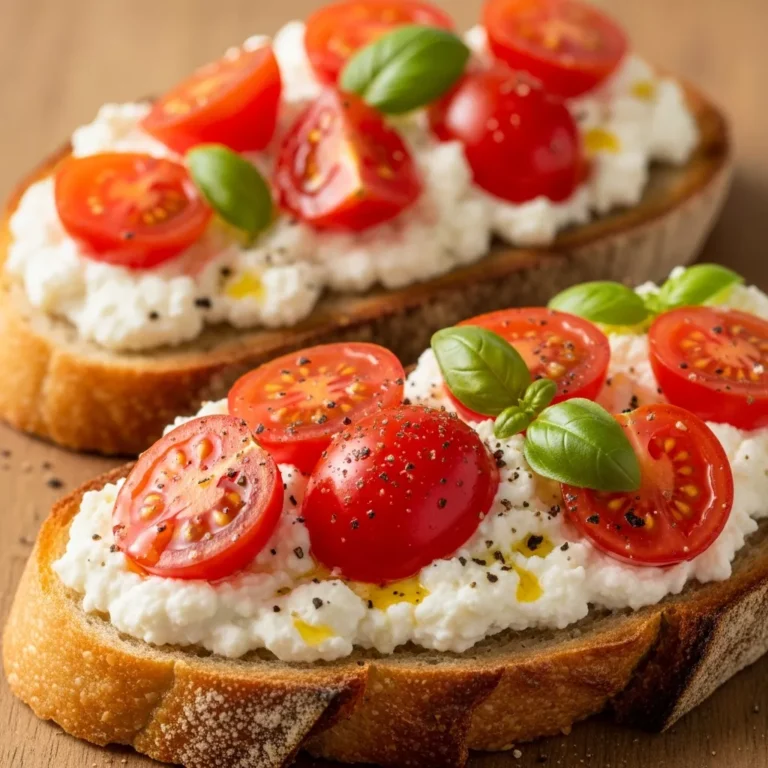 ricotta tomato sourdough Ricotta and Tomato Sourdough Toast Recipe Card