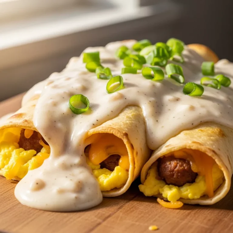 Recipe Card for Savory Country Gravy Breakfast Enchiladas