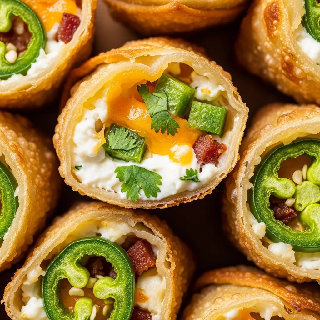Crispy Jalapeño Popper Egg Rolls with Turkey Bacon