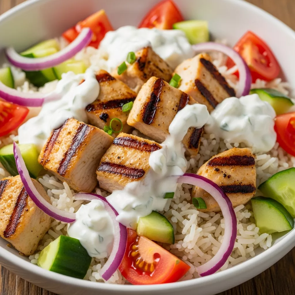 Chicken Tzatziki Bowls: Zesty Chicken Tzatziki Bowl close-up