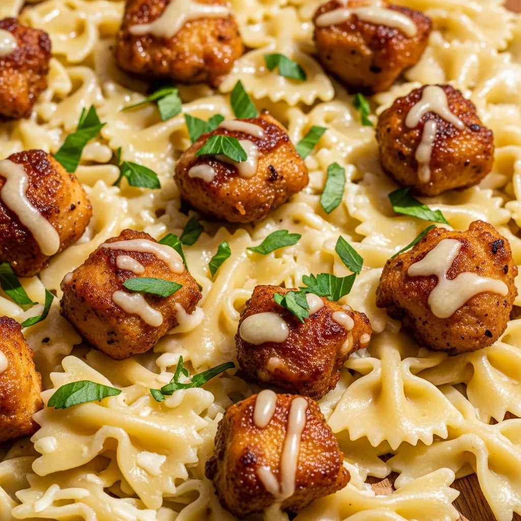Cheesy Chicken Pasta Recipe: Cheesy Garlic Butter Chicken Bowties with Mozzarella Cream Sauce