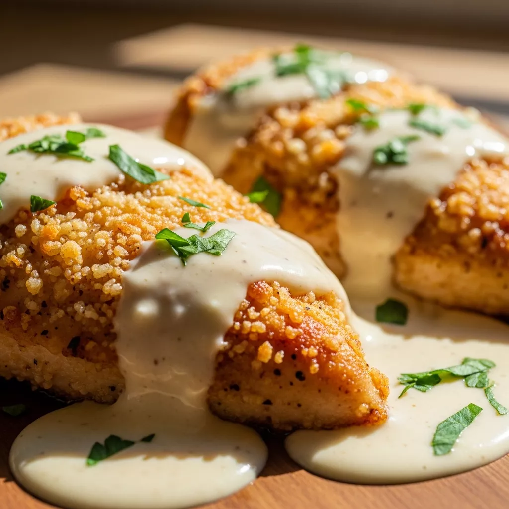Creamy Garlic Parmesan Crusted Chicken