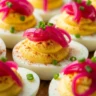 Tangy Pickled Onion Deviled Eggs