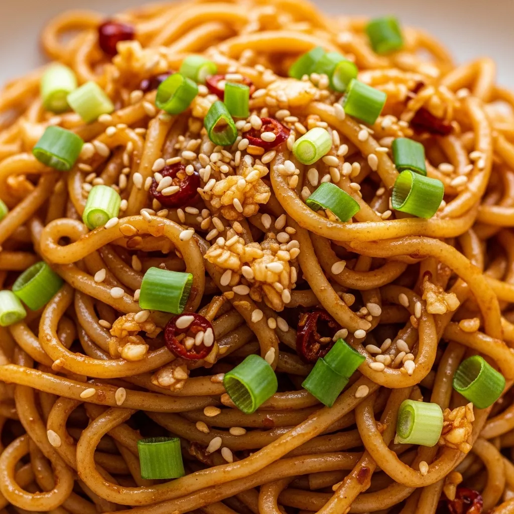 Spicy Chili Garlic Noodles Close-Up