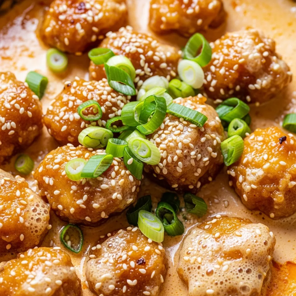 Creamy Bang Bang Chicken Bake close up