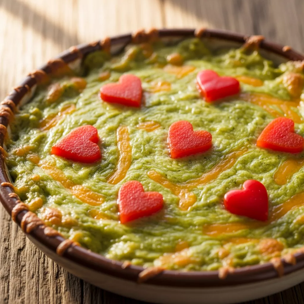 Grinch Rotel Dip with Red Bell Pepper Hearts