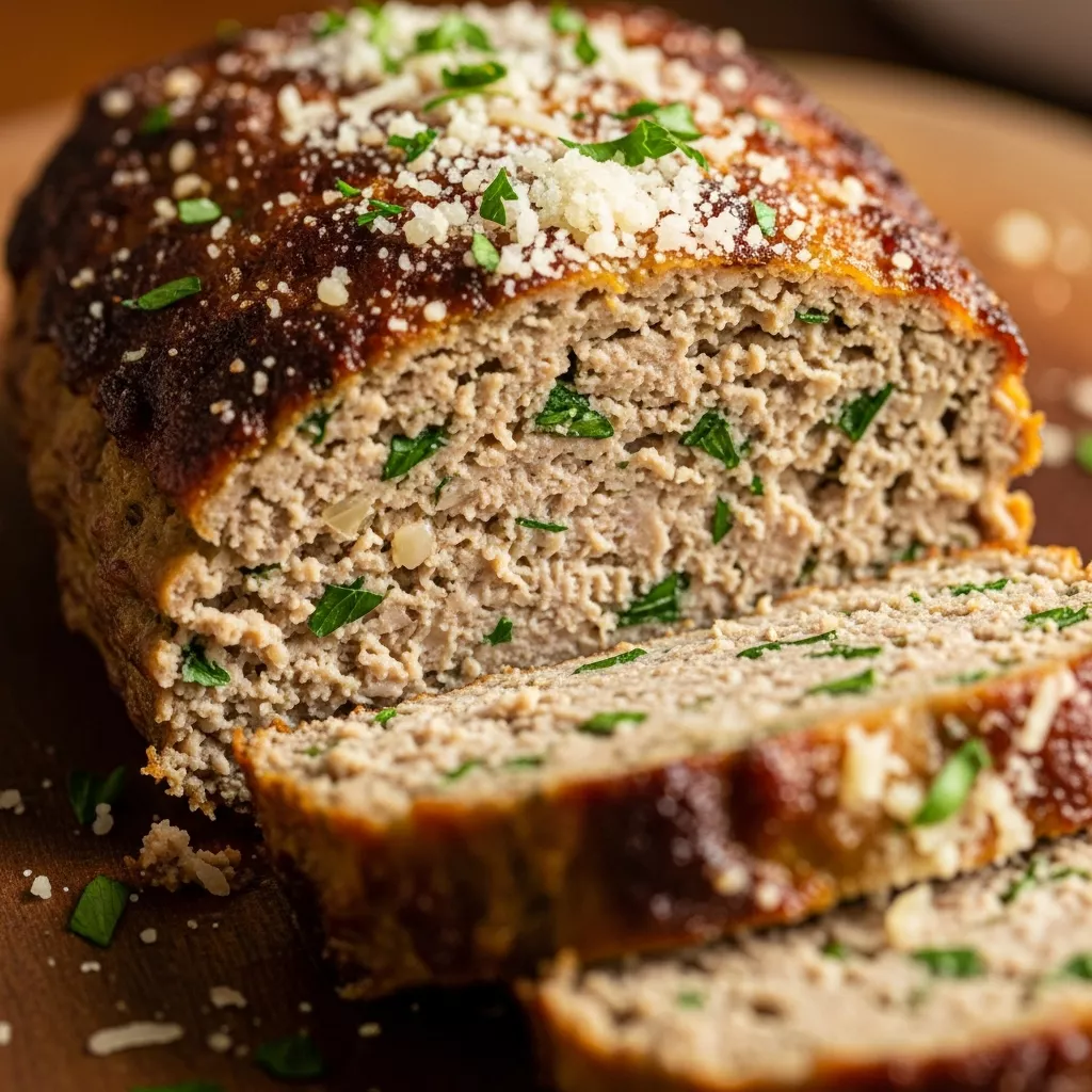 Garlic Parmesan Chicken Meatloaf Delight Hero Shot