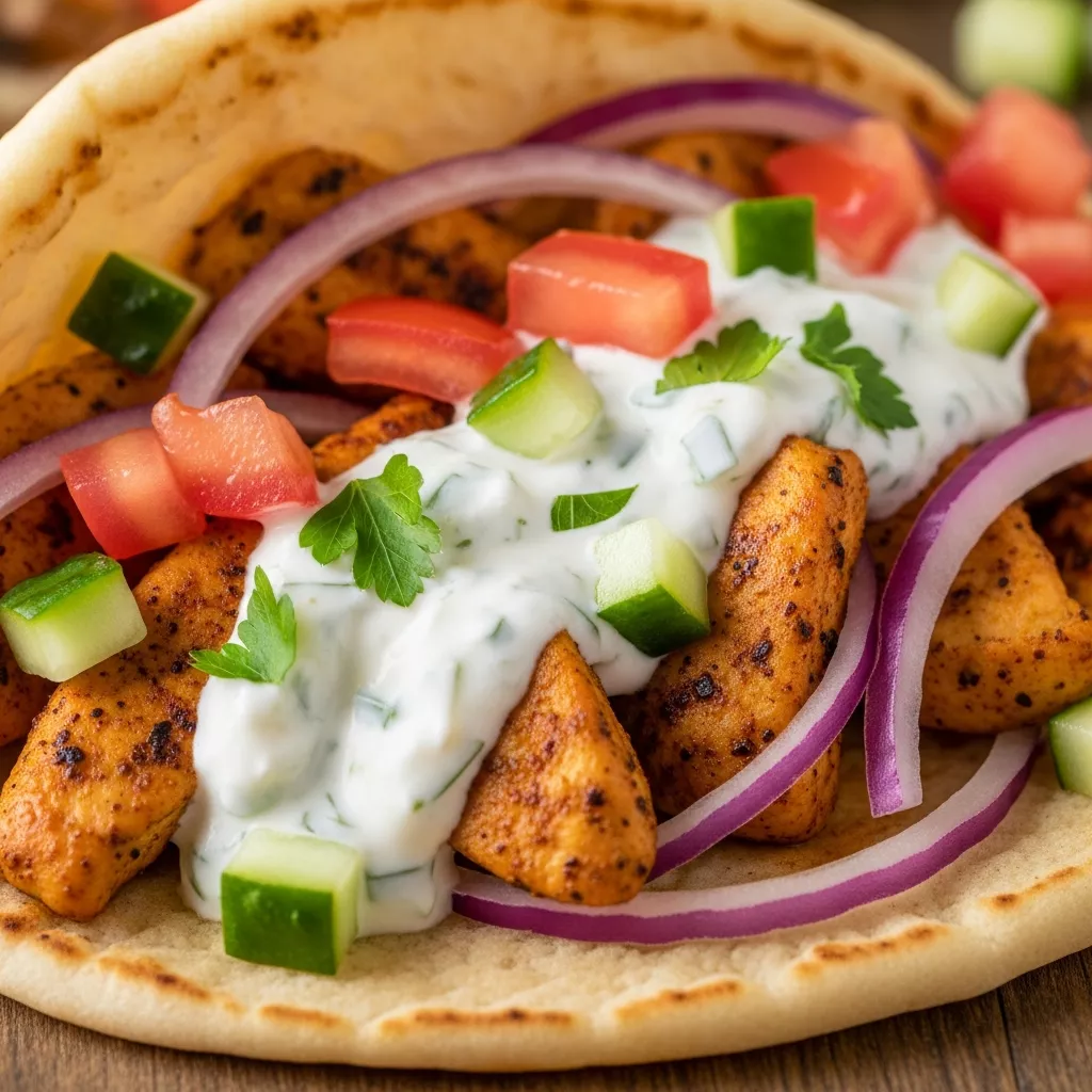 Chicken Gyros Recipe: Speedy Mediterranean Chicken Gyro close-up