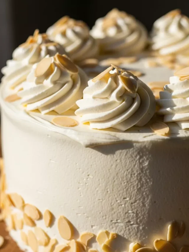 Delicate White Almond Cake With Whipped Buttercream Perfection (Web Story)