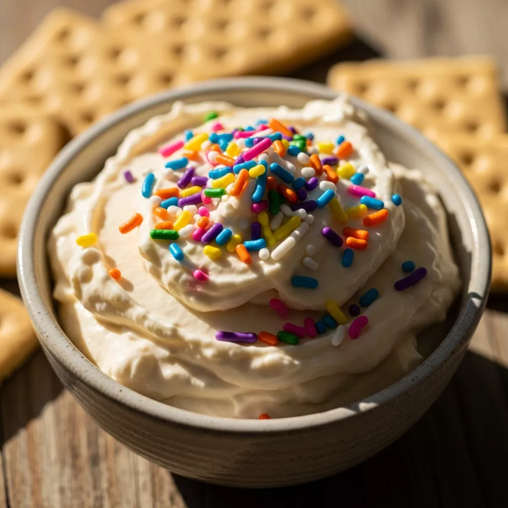High-Protein Rainbow Sprinkle Dip close up