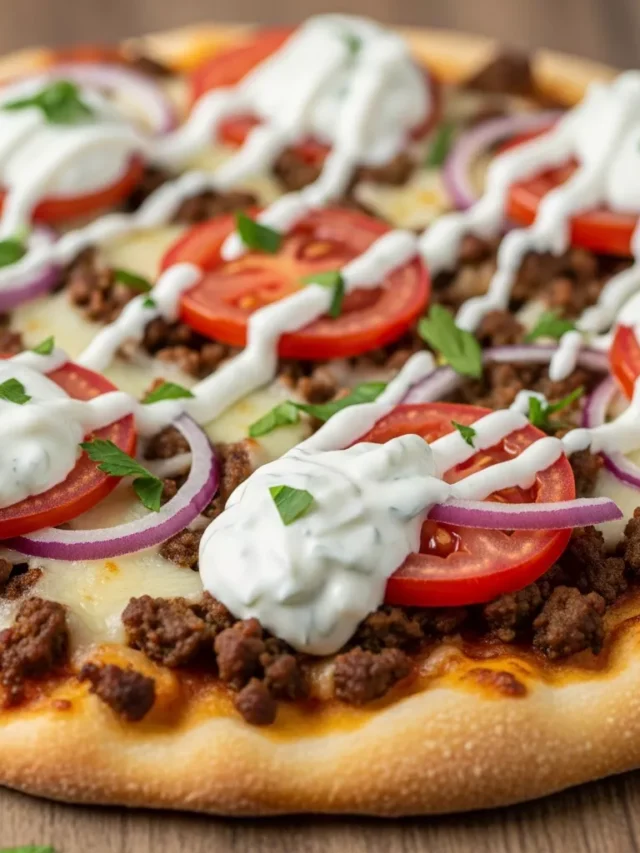 Mediterranean Delight: Easy Gyro Pizza with Homemade Tzatziki (Web Story)