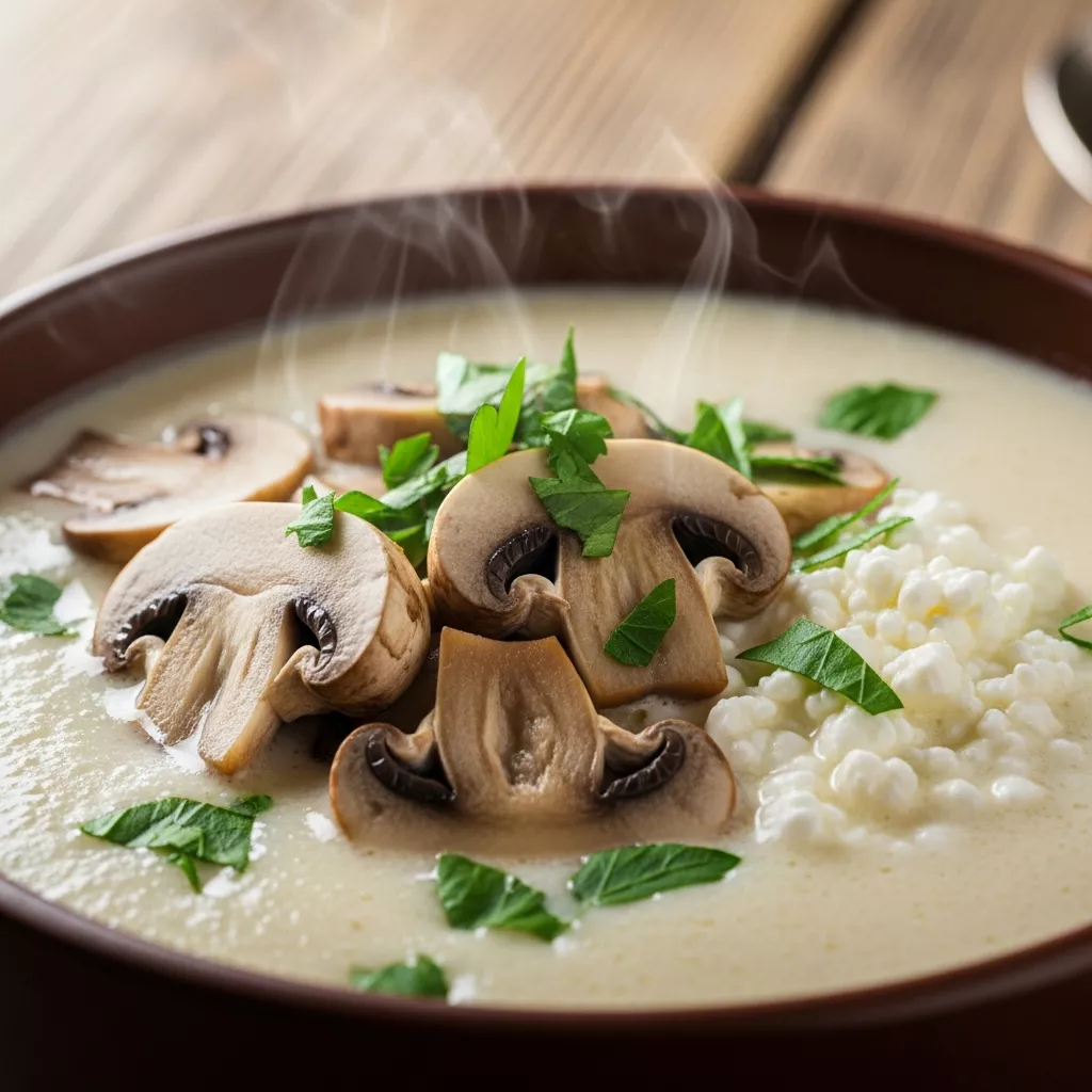 Creamy Cottage Cheese and Mushroom Soup