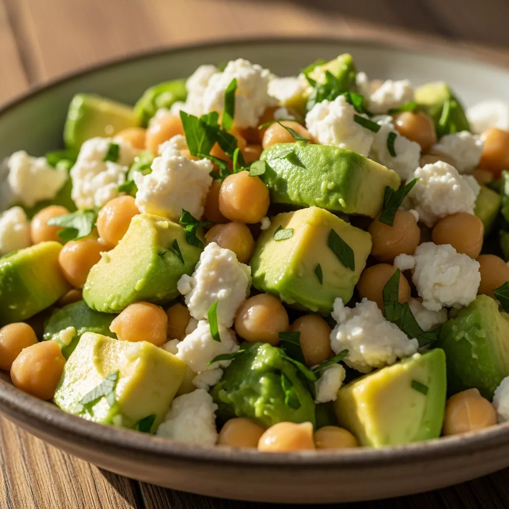 Creamy Chickpea Avocado Salad with Feta