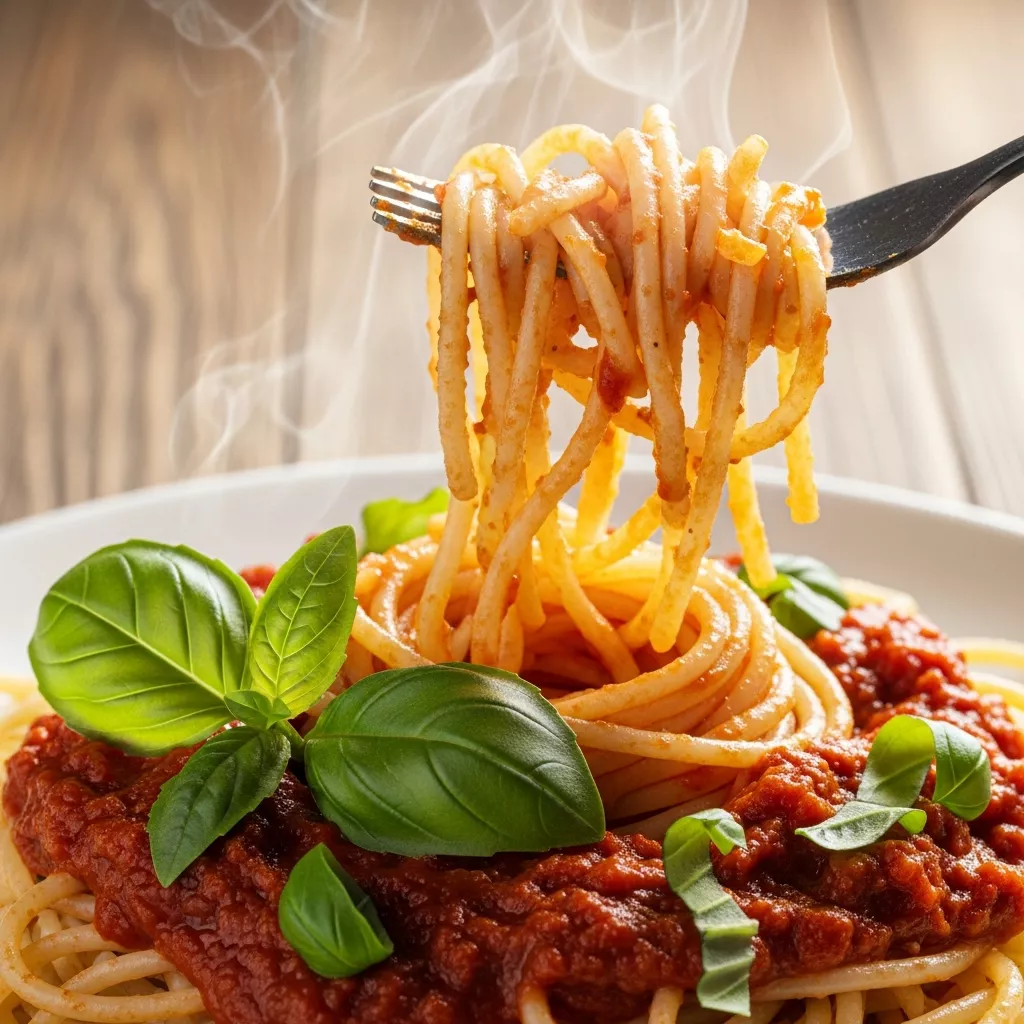 Rich and flavorful 130-year-old Italian spaghetti sauce served over pasta.
