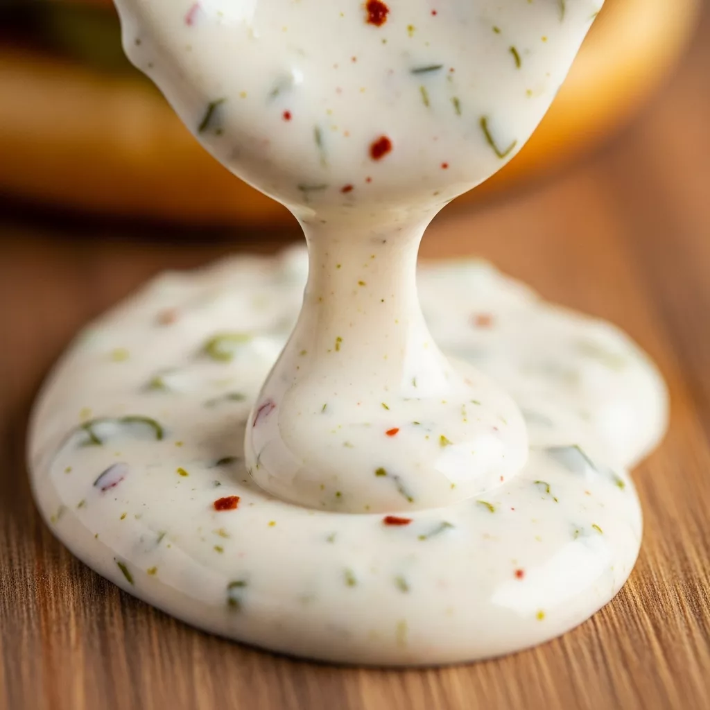 Close-up of creamy, tangy, spicy zesty dill pickle burger sauce