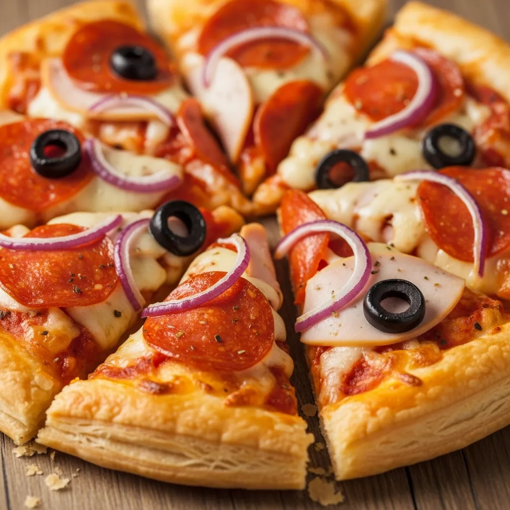 Golden Puff Pastry Pizza with Turkey Pepperoni and Olives