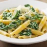 Creamy Lemon Ricotta Spinach Pasta: A close-up of the finished dish.