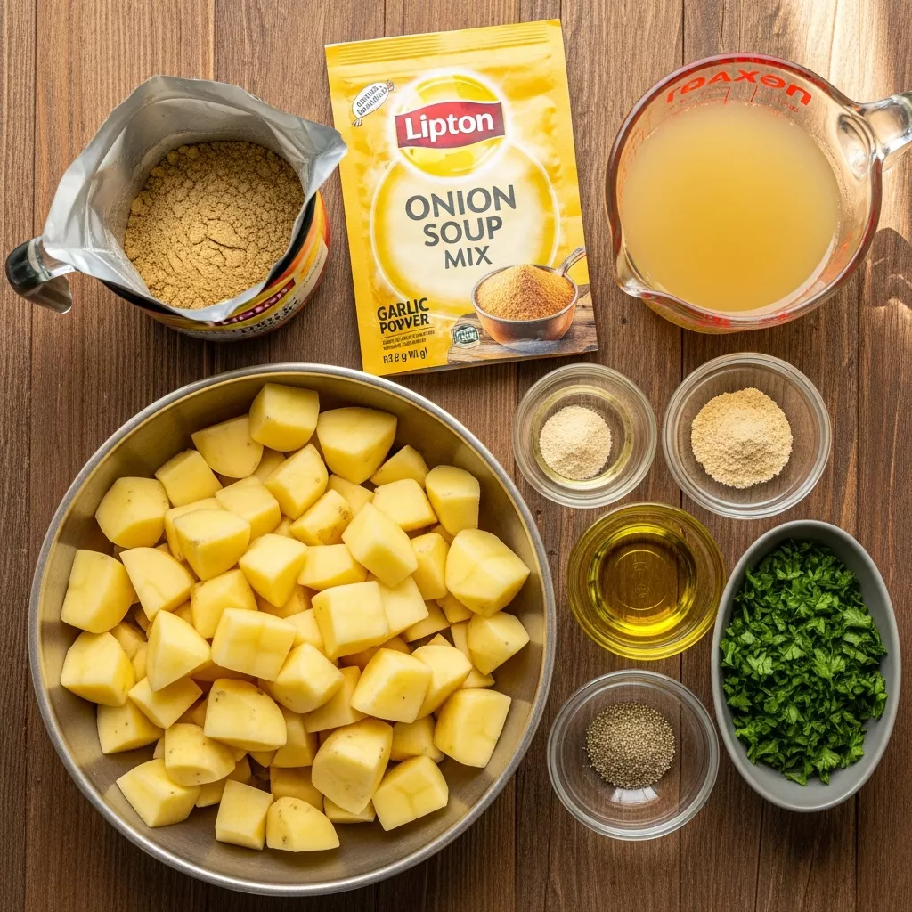 Ingredients for Savory Slow Cooker Onion Potatoes