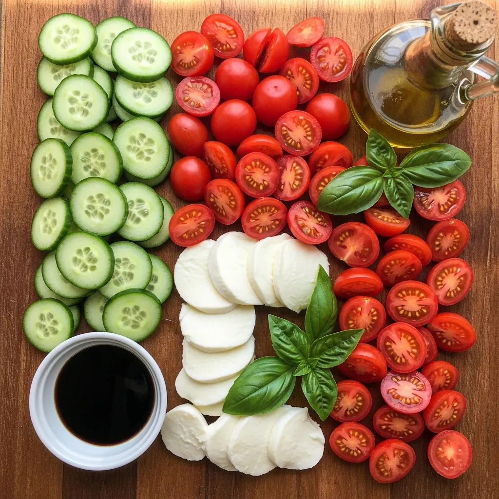 Ingredients for Refreshing Cucumber Caprese Salad
