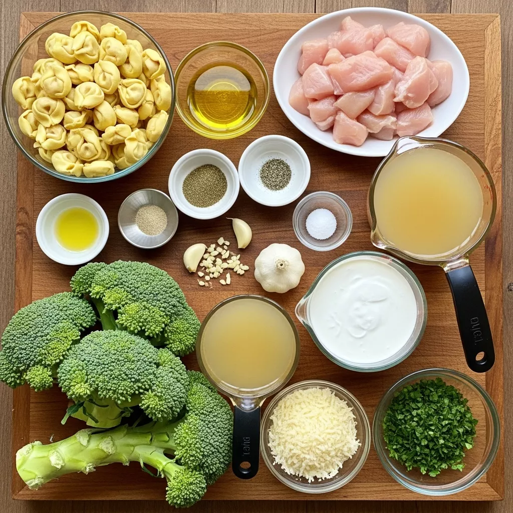 Ingredients for Creamy Garlic Parmesan Chicken Tortellini