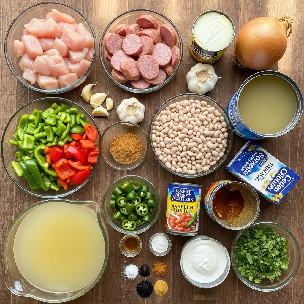 Ingredients for Creamy Cajun White Chicken Chili
