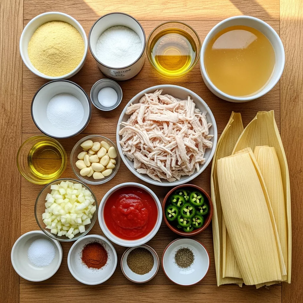 Ingredients for Authentic Chicken Tamales from Scratch