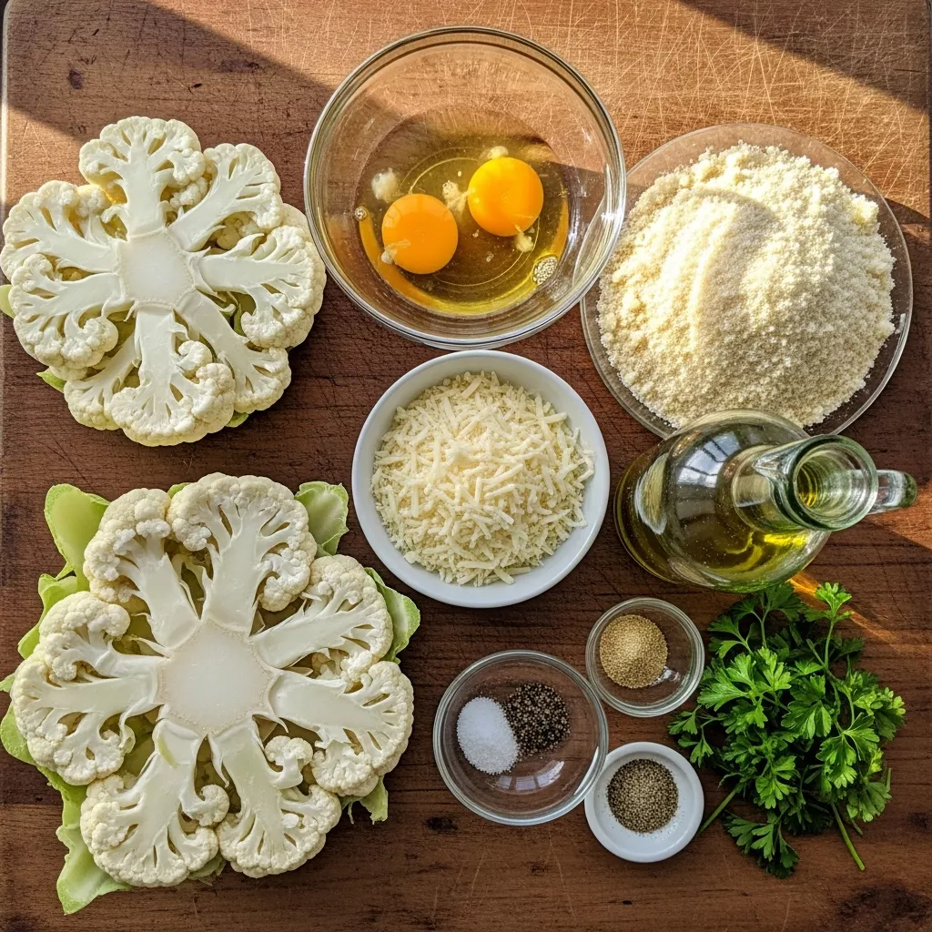 Ingredients for Ultimate Crispy Parmesan Cauliflower Steaks