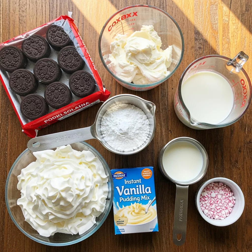 Ingredients for Easy No-Bake Christmas Cookie Lasagna